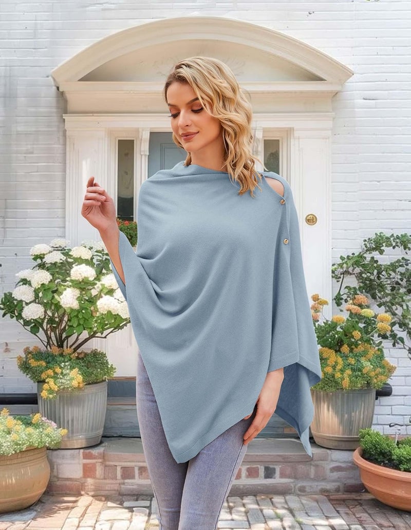 Puli شالات محبوكة متعددة الاستخدامات للنساء مع أزرار خفيفة الوزن لفصل الربيع والصيف والخريف - Image 2