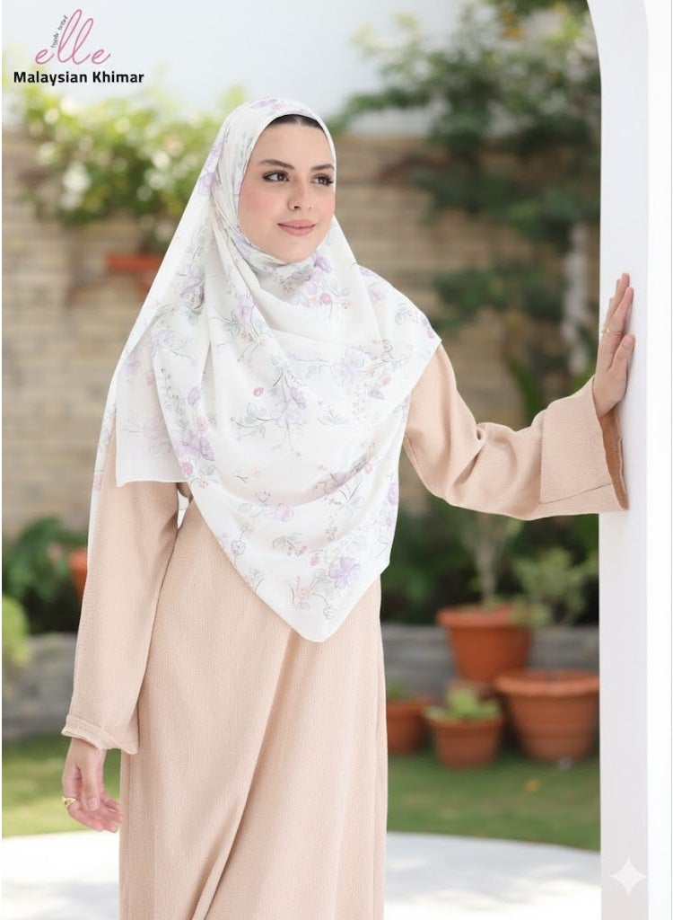 ايل خمار ماليزي حريمي مطبوع – خامة خفيفة وثابتة – تصميم أنيق بطبعات ناعمة – مقاس 150×150 - Image 1