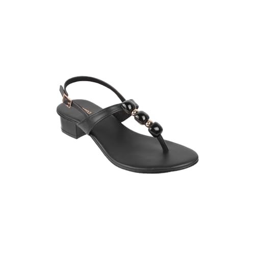 Metro Women Black Faux Leather Beaded Thong Casual Sandals UK/6 EU/39 (33-899) - Image 2