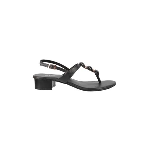 Metro Women Black Faux Leather Beaded Thong Casual Sandals UK/6 EU/39 (33-899) - Image 3