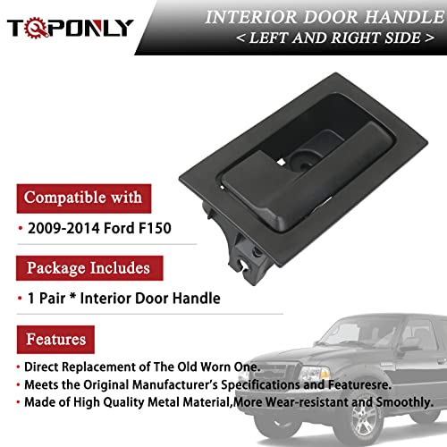 TQPONLY Interior Door Handle Front/Rear Left Driver& Right Passenger Side (Black) Compatible with 2009-2014 Ford F150 Replaces 9L3Z-1522601-AC 9L3Z-1522600-AC - Image 4