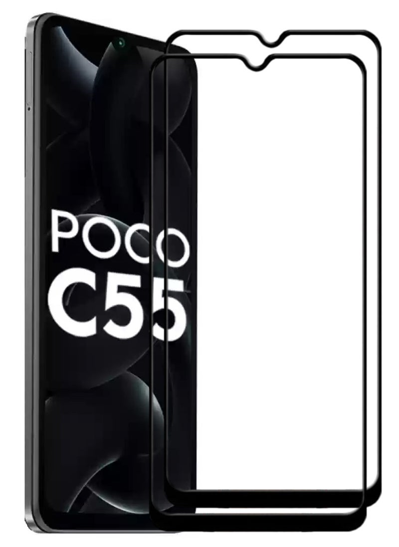 ACLIX 2 Pieces Antistatic ESD Dustproof Premium Quality High Definition Tempered Glass Screen Protector Designed For Xiaomi Poco C55 - Image 1