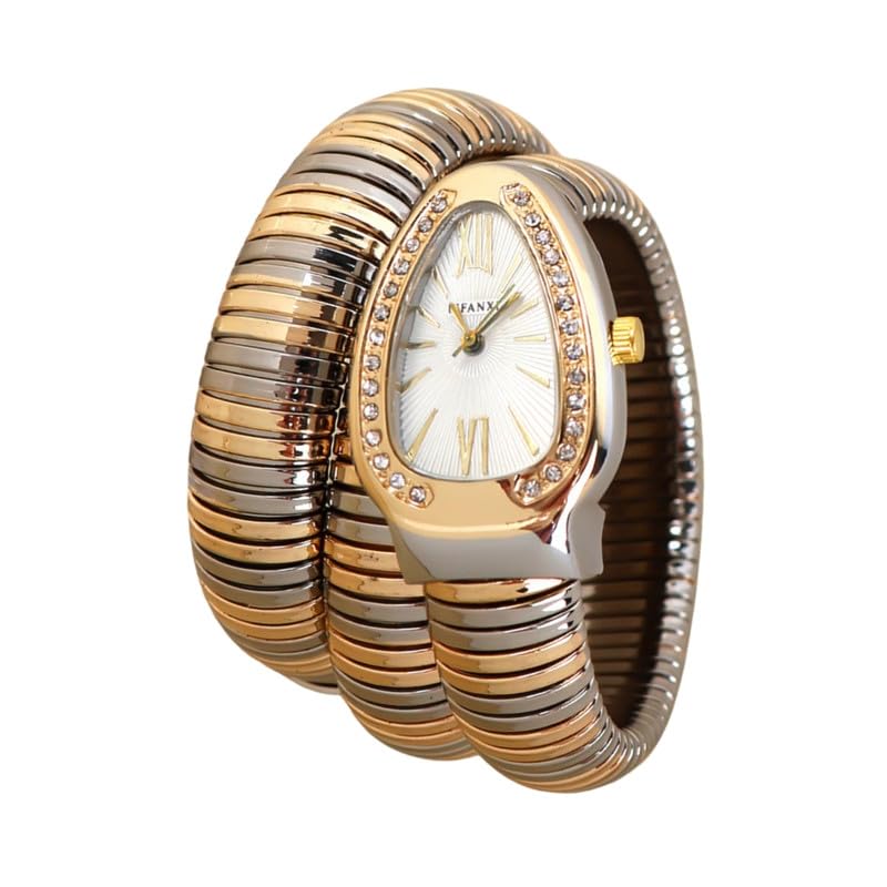 FENSIR® Snake Watch for Ladies | Light Luxury Gradient Two-Circle Bracelet | Creative Oval Dial Quartz Personality Watch - Image 1