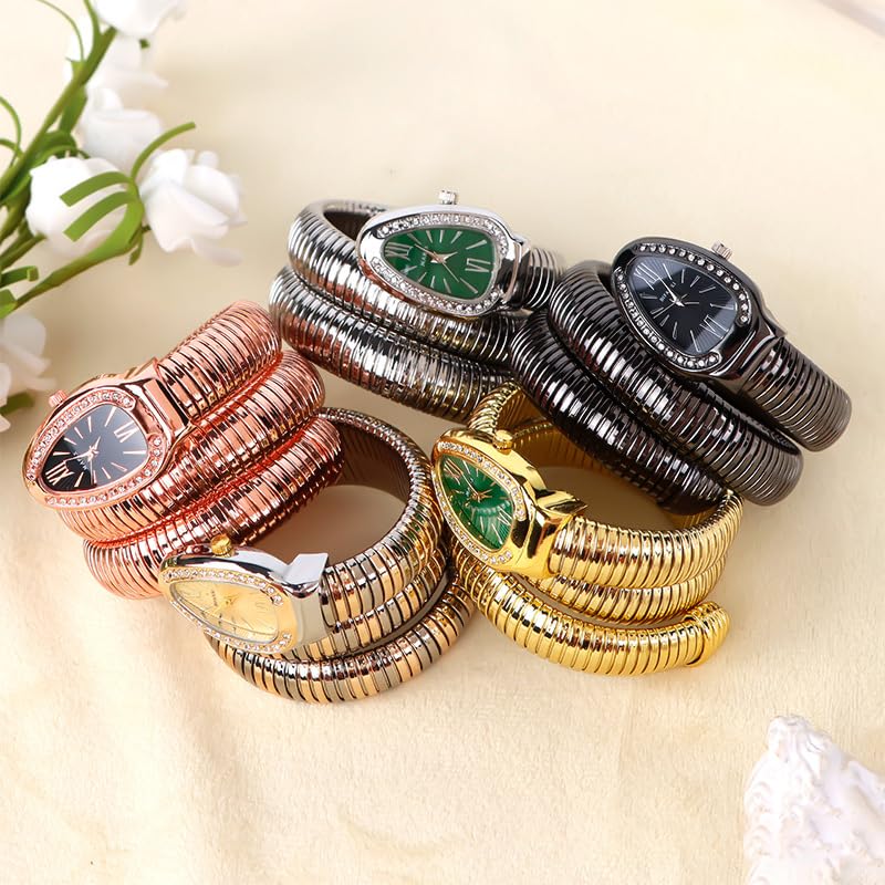 FENSIR® Snake Watch for Ladies | Light Luxury Gradient Two-Circle Bracelet | Creative Oval Dial Quartz Personality Watch - Image 4