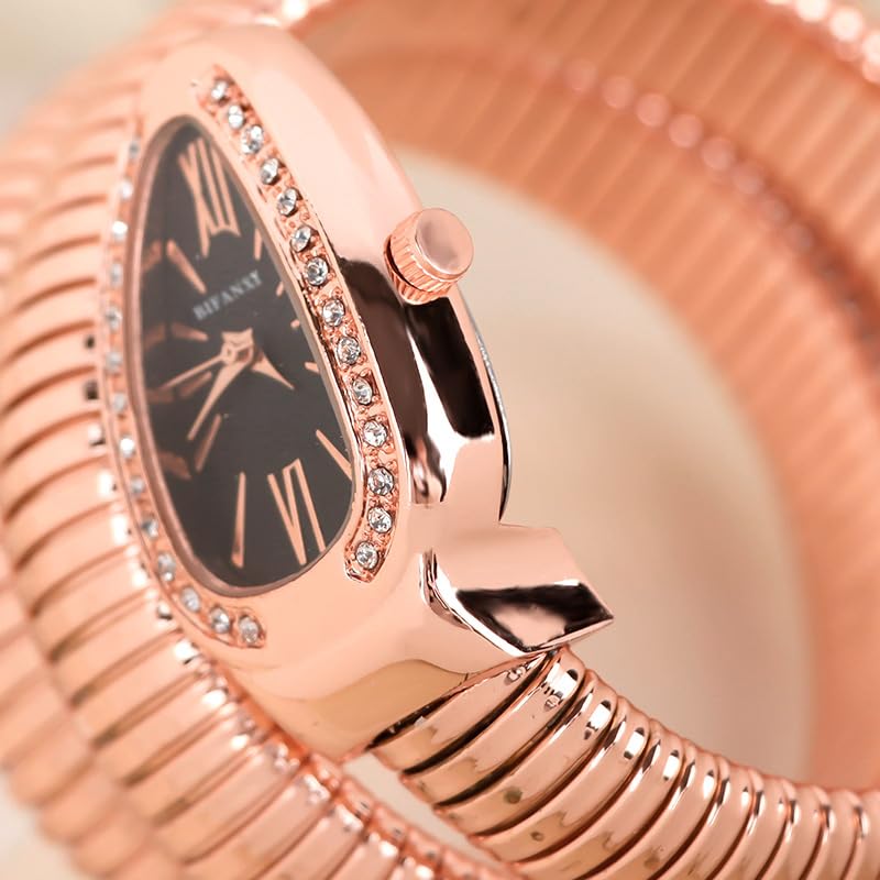 FENSIR® Snake Watch for Ladies | Light Luxury Gradient Two-Circle Bracelet | Creative Oval Dial Quartz Personality Watch - Image 5
