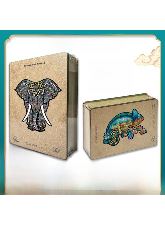 Irregular Shaped Wooden Animal 3D Three-dimensional Puzzle Building Blocks A Generation Of Eagle-Color:Black Bear Home A3 - Image 3