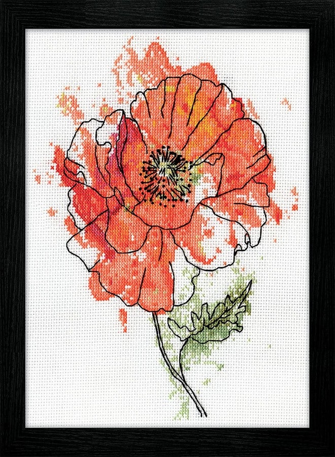 DesignWorks Ink Design Works Crafts Peach Floral, 8 x 10 Counted Cross Stitch Kit, Multi-colour