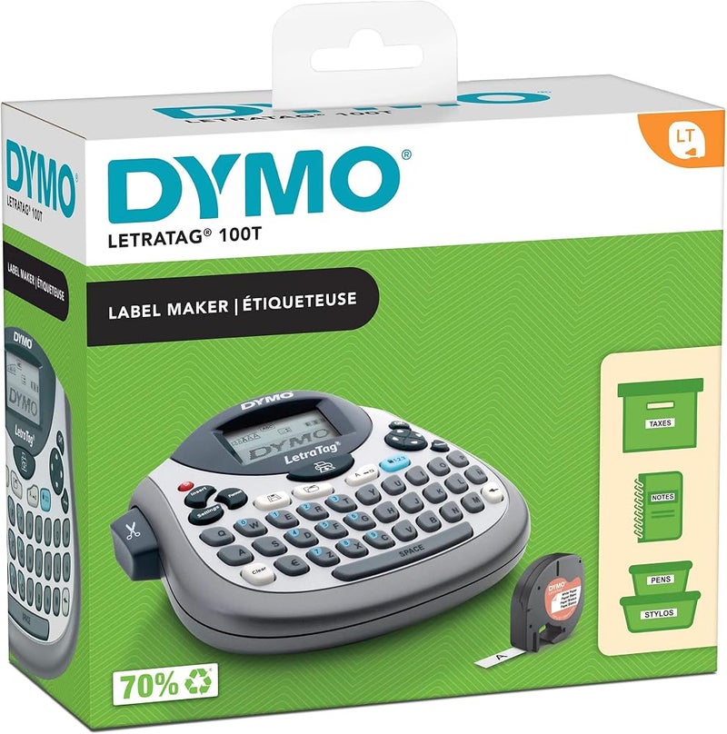 Dymo LetraTag LT-100T Handheld Label Printer, 12mm Max Label Width| Includes Black and White LT Label Tape (12mm) for Home and Office - Image 2