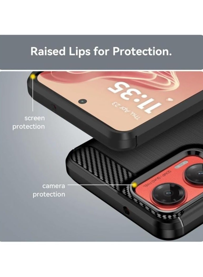 general Case Compatible with Motorola G35 5G, Soft TPU Carbon Fiber Texture Anti-Scratch Shockproof Phone Case Ultra Slim Anti-Drop Rugged Bumper Cover for Moto G35 - Image 3