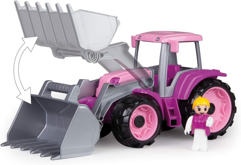 Lena 04452 TRUXX Tractor Pink with Front Shovel, Vehicle Approx. 34 cm, Tractor with Excavator Shovel and Fully Movable Toy Figure, Toy Vehicle for Girls from 2 Years in Pink, Purple - Image 2