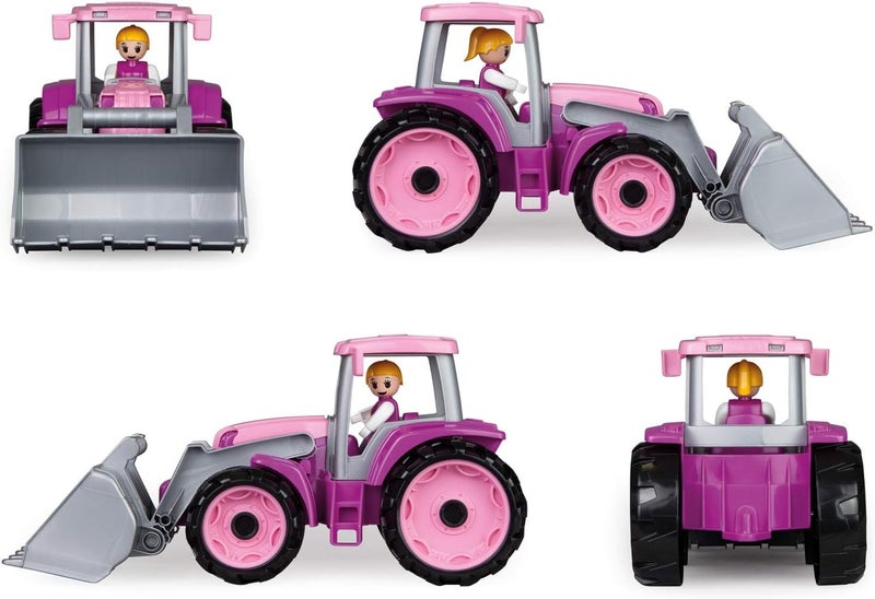 Lena 04452 TRUXX Tractor Pink with Front Shovel, Vehicle Approx. 34 cm, Tractor with Excavator Shovel and Fully Movable Toy Figure, Toy Vehicle for Girls from 2 Years in Pink, Purple - Image 3