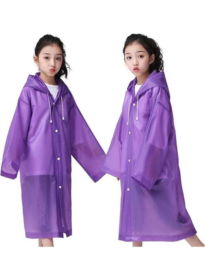 Generic Reusable Rain Ponchos for Kids(Height:110cm-150cm), 2 Pcs Raincoats with Hood and Sleeves for Boys and Girls  - Image 1