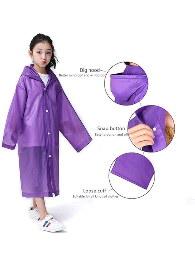 Generic Reusable Rain Ponchos for Kids(Height:110cm-150cm), 2 Pcs Raincoats with Hood and Sleeves for Boys and Girls  - Image 2