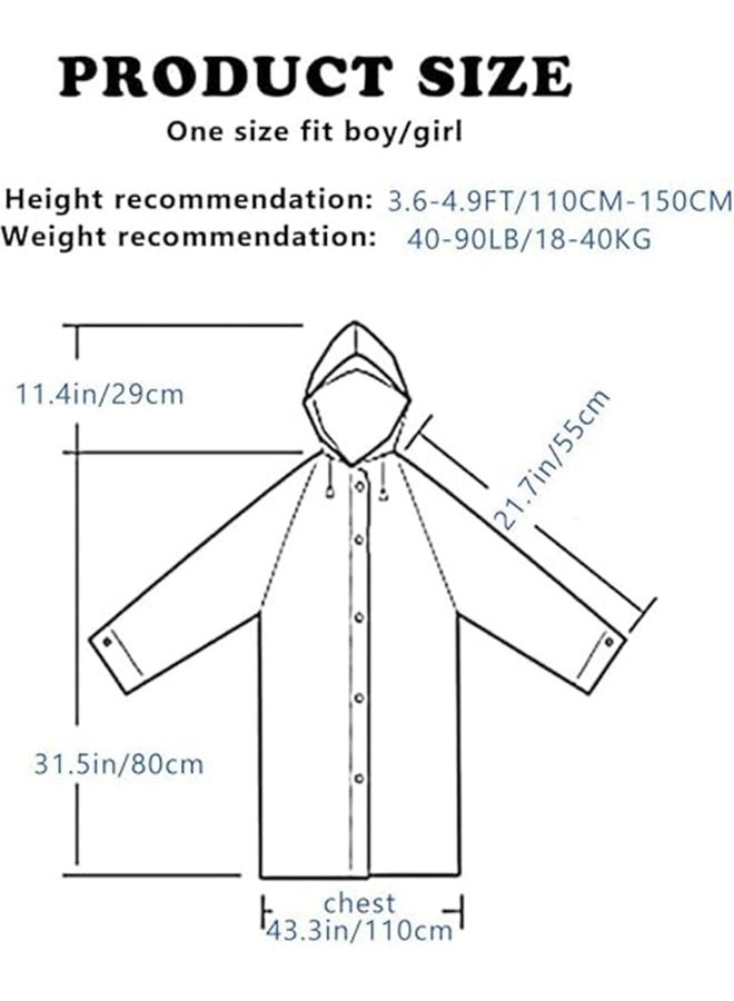 Generic Reusable Rain Ponchos for Kids(Height:110cm-150cm), 2 Pcs Raincoats with Hood and Sleeves for Boys and Girls  - Image 4