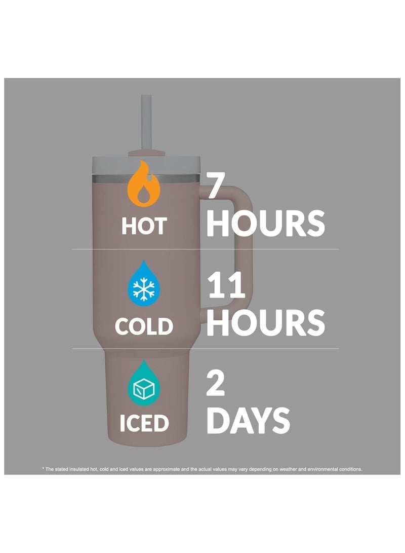 شوبيت كوب معزول بالفراغ مصنوع من الفولاذ المقاوم للصدأ مع غطاء وقشة للمياه والشاي المثلج أو القهوة أو العصائر وأكثر من ذلك، سعة 40 أونصة - Image 3
