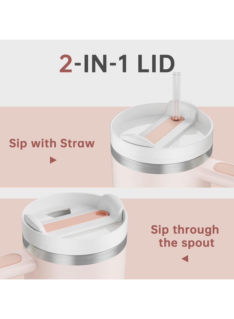 شوبيت كوب معزول بالفراغ مصنوع من الفولاذ المقاوم للصدأ مع غطاء وقشة للمياه والشاي المثلج أو القهوة أو العصائر وأكثر من ذلك، سعة 40 أونصة - Image 4