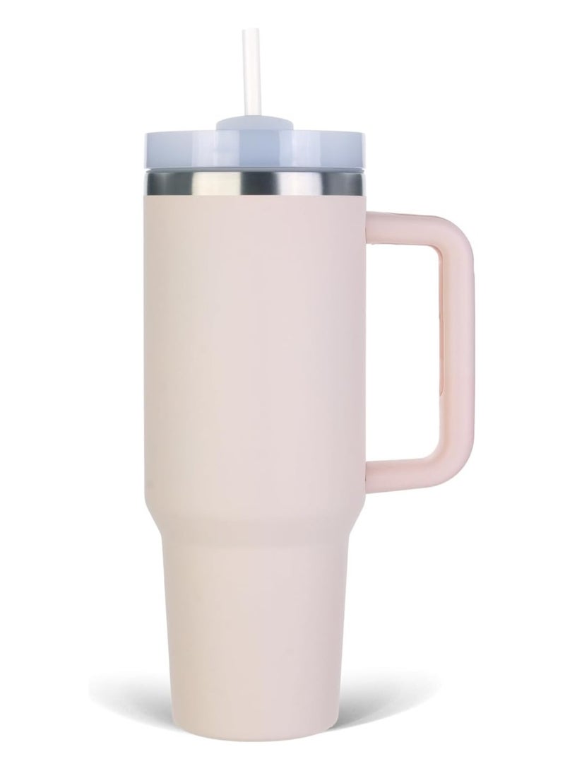 شوبيت كوب معزول بالفراغ مصنوع من الفولاذ المقاوم للصدأ مع غطاء وقشة للمياه والشاي المثلج أو القهوة أو العصائر وأكثر من ذلك، سعة 40 أونصة - Image 1