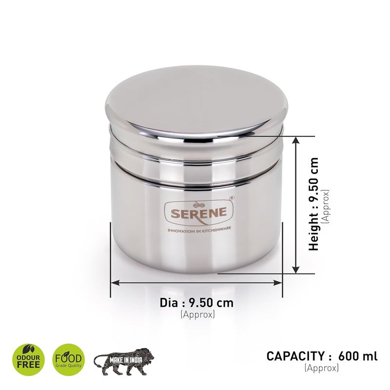 Serene Stainless Steel Jars with Airtight Lids Multipurpose Steel Cannisters for Snacks dryfruits spice dispensers Kitchen Organizer for ModularTraditional Homes 1182 600 ML Each Set of 6 - Image 3
