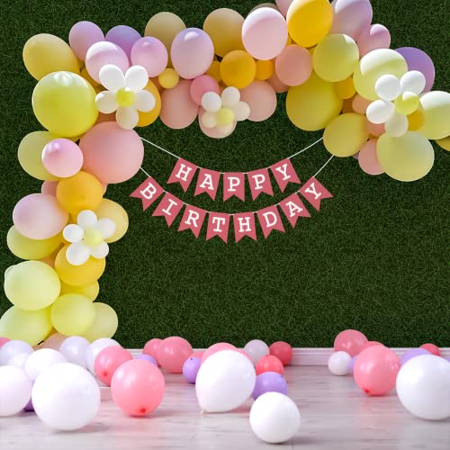SpecialYou.in Special You Pastel Color Theme Birthday Decoration Items for girls, Balloon along with Pink Happy Birthday Banner, Balloon flower Clip and arch tape - 67 Items - Image 1