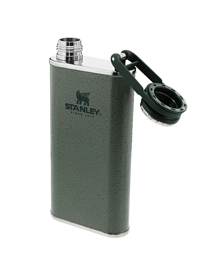 ستانلي Stanley Classic Wide Mouth Flask 0.23L / 8OZ Hammertone Green with Never-Lose Cap  â€“ Wide Mouth Stainless Steel Hip Flask for Easy Filling & Pouring |  BPA FREE Leakproof Flask | Lifetime Warranty