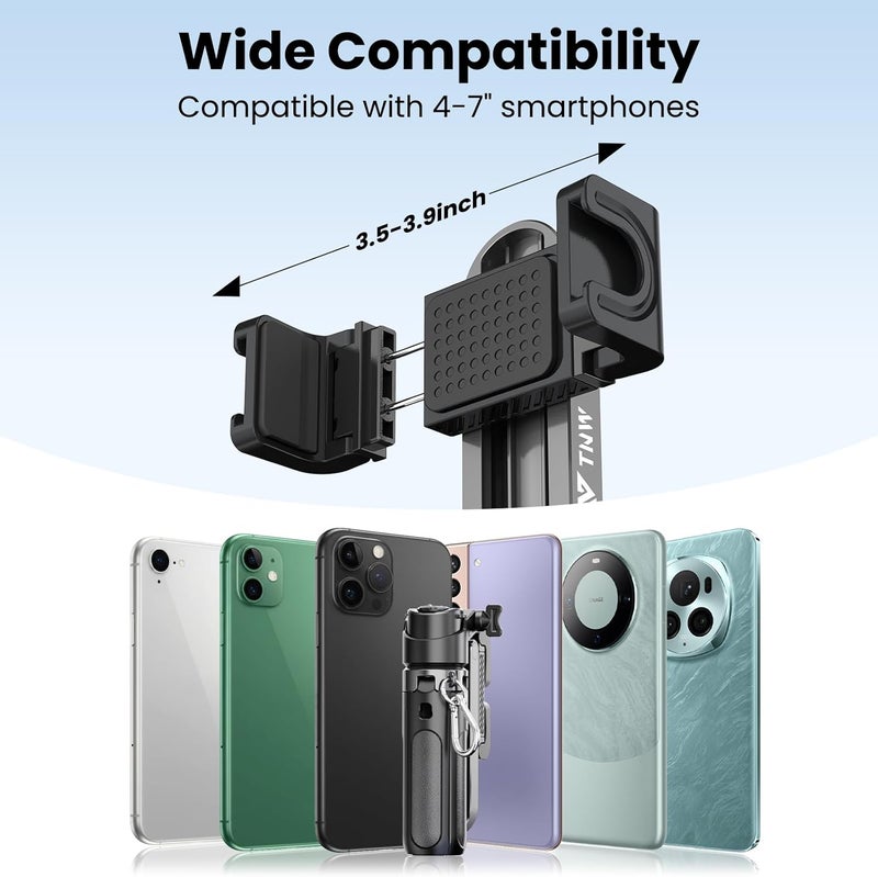 TNW Mini Selfie Stick tripod for Phone, T26pro Pocket Size Phone Tripod with Zoom Remote & 2 Cold Shoe, Mini Tripod for Live Streaming, Vlogging, Recording, Photography - Image 5