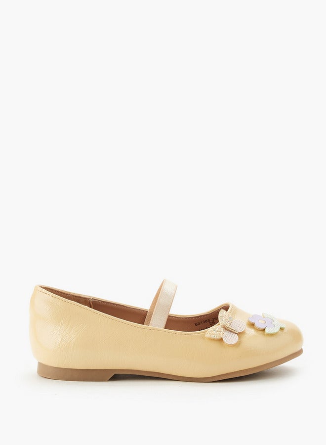 JUNIORS Girls Floral Accent Ballerina Shoes - Image 2