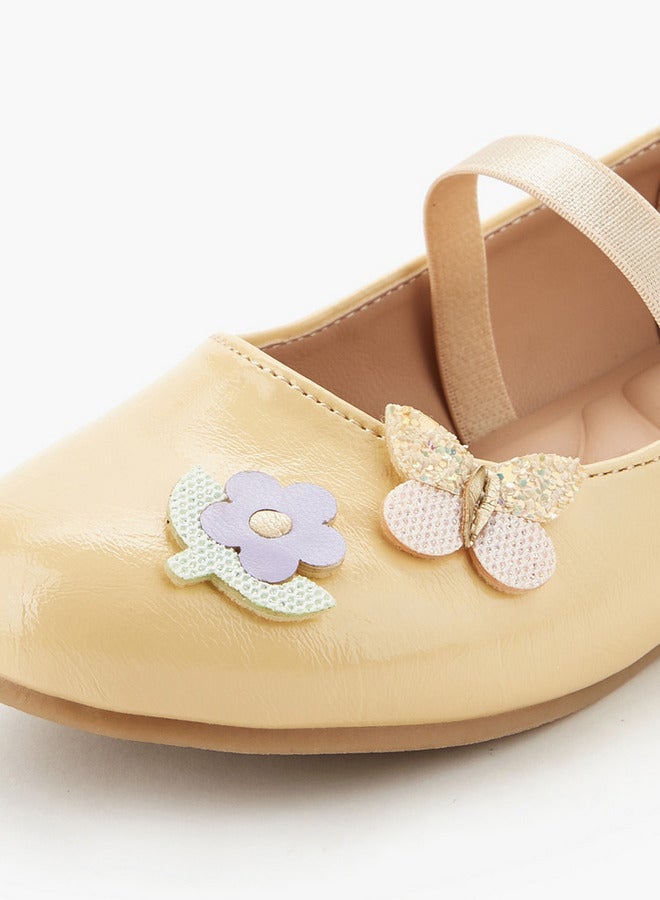 JUNIORS Girls Floral Accent Ballerina Shoes - Image 4