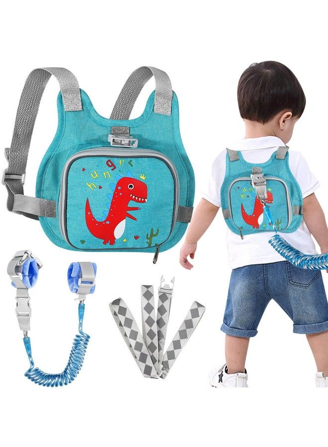 accmor Toddler Harness Leash + Anti Lost Wrist Link Accmor Dinosaur Baby Harnesses With Kids Leashes For Boys Cute Child Walking Antilost Holder Bracelet Strap Tether For Outdoor Keep Kid Close (Blue)  - Image 2