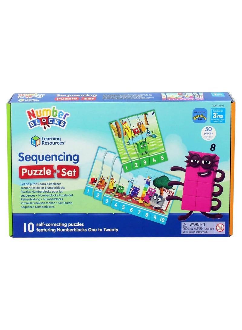 Learning Resources Numberblocks Sequencing Puzzle Set, Numberblocks Jigsaw Puzzle, Maths Jigsaw Puzzle, 10 Double-Sided Educational Puzzles in a Box (20 Puzzles), Ages 3+  - Image 1