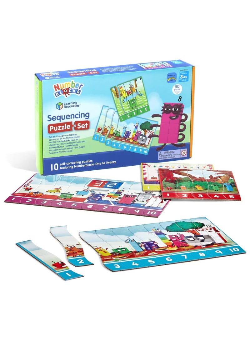 Learning Resources Numberblocks Sequencing Puzzle Set, Numberblocks Jigsaw Puzzle, Maths Jigsaw Puzzle, 10 Double-Sided Educational Puzzles in a Box (20 Puzzles), Ages 3+  - Image 2
