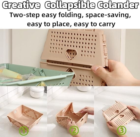 YEPZY ENTERPRISE Collapsible Strainers and Colanders for Kitchen Plastic Foldable Storage Basket SpaceSaving BPAFree Dishwasher Safe Sink Drainage Basket for Fruits Vegetables and Pasta 2 - Image 4