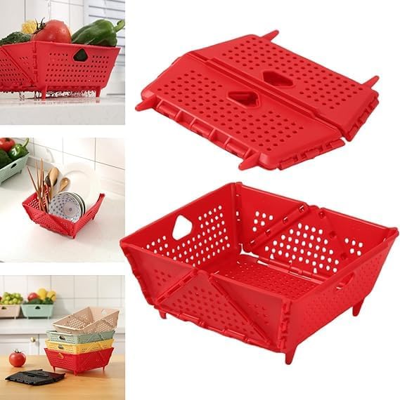 YEPZY ENTERPRISE Collapsible Strainers and Colanders for Kitchen Plastic Foldable Storage Basket SpaceSaving BPAFree Dishwasher Safe Sink Drainage Basket for Fruits Vegetables and Pasta 2 - Image 1