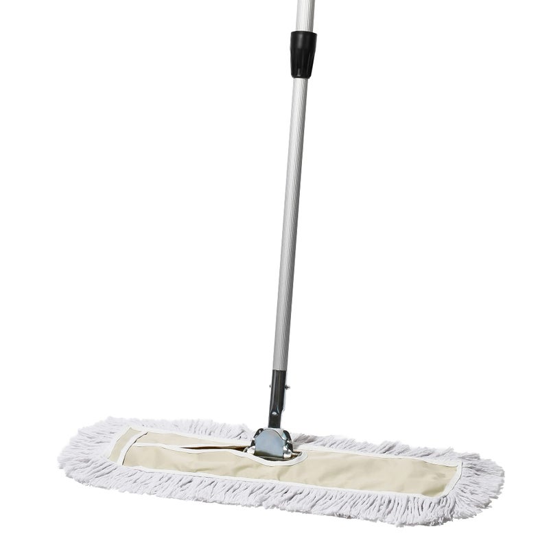 Tidy Tools Commercial Dust Mop  24 Inch Floor Sweeper for Hardwood Reusable Cotton Mop Head Extendable Handle Dry Mop for Floor Cleaning  Janitorial Supplies