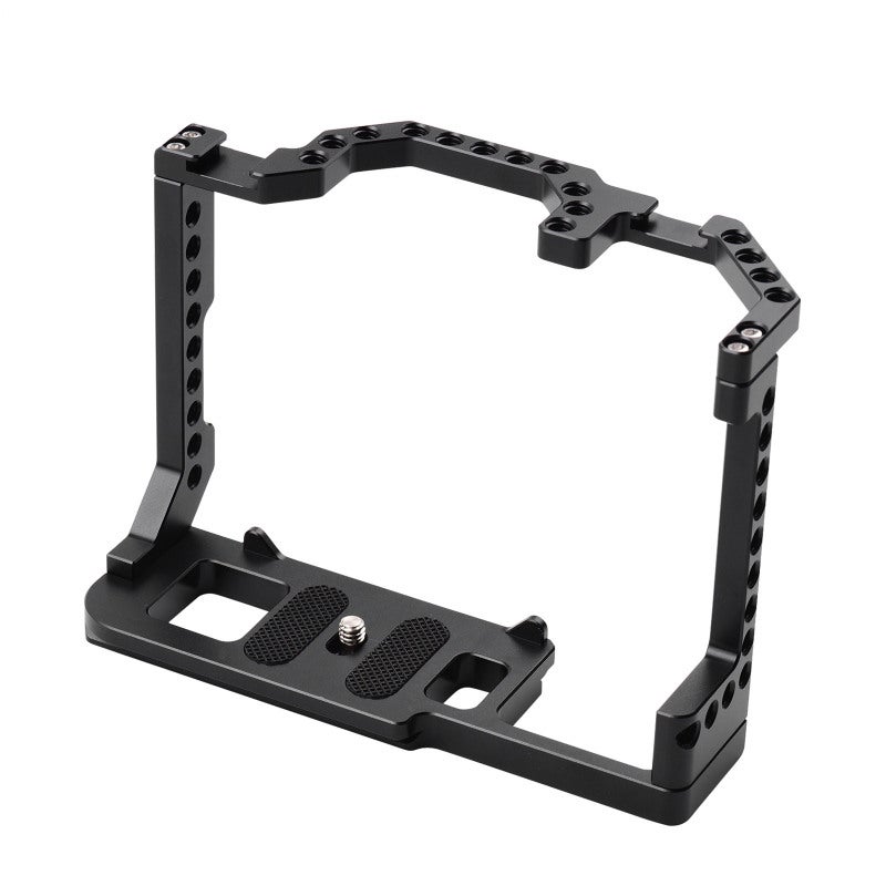 Video Cage: Aluminum Alloy CNC Machined - Anti-slip Pads Dual Cold Shoe Mounts Camera Accessory for Canon EOS 90D/80D/70D DSLR Camera Battery Access Tripod Mount - Image 1