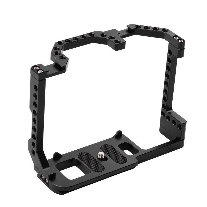 Video Cage: Aluminum Alloy CNC Machined - Anti-slip Pads Dual Cold Shoe Mounts Camera Accessory for Canon EOS 90D/80D/70D DSLR Camera Battery Access Tripod Mount - Image 3