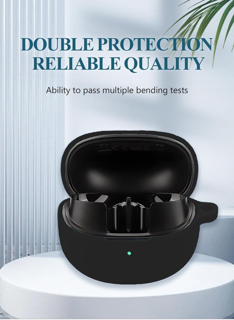 Case for QCY MeloBuds Pro HT08A Aadptive Hybrid Active Noise Cancelling Earbuds, Soft Silicone Protective Portable Scratch Shock Resistant Hard Shell with Cleaner Kit &Hook-Black - Image 3