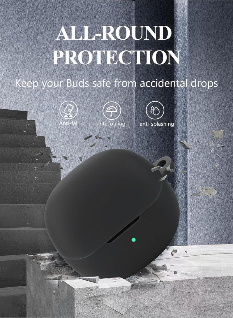 Case for QCY MeloBuds Pro HT08A Aadptive Hybrid Active Noise Cancelling Earbuds, Soft Silicone Protective Portable Scratch Shock Resistant Hard Shell with Cleaner Kit &Hook-Black - Image 5