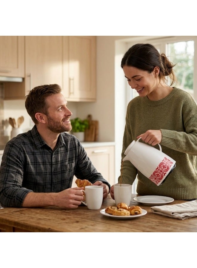 ميلريتش ترمس ميلريتش بريميوم 1.0 لتر - دلة عازلة للحرارة مع زجاج داخلي وردي - هيكل بلاستيكي أنيق للشاي والقهوة والمياه الساخنة - مقبض مقاوم للحرارة وقاعدة مانعة للانزلاق - Image 3