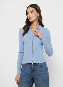 ONLY Zip Detailed Ribbed Cardigan  - Image 1