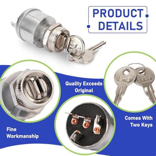 Panglong EZGO TXT Ignition Switch, EZGO TXT Key with Switch, Suitable for 1981-up EZGO TXT, Medalist, Workhorse, ST, Shuttle, and Marathon; Replace OEM #33639-G01 - Image 3