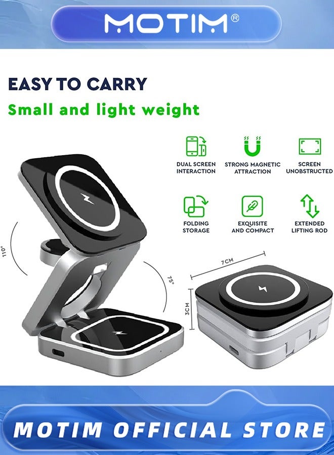 Motim Portable 3 in 1 Wireless Charger,Wireless Charger, 3 in 1 Wireless Charging Station for Mobile Phones, Watches, Headphones - Image 2