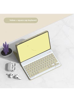 For IPad For Apple Wonderful Pro Tablet Magnetic Separate Protective Shell With Card Slot Bluetooth Keyboard Leather Case-Color:Yellow-Leather Jacket Keyboard-Applicable Model:iPad Mini1/2/3/4/5 [7.9 Inches]]