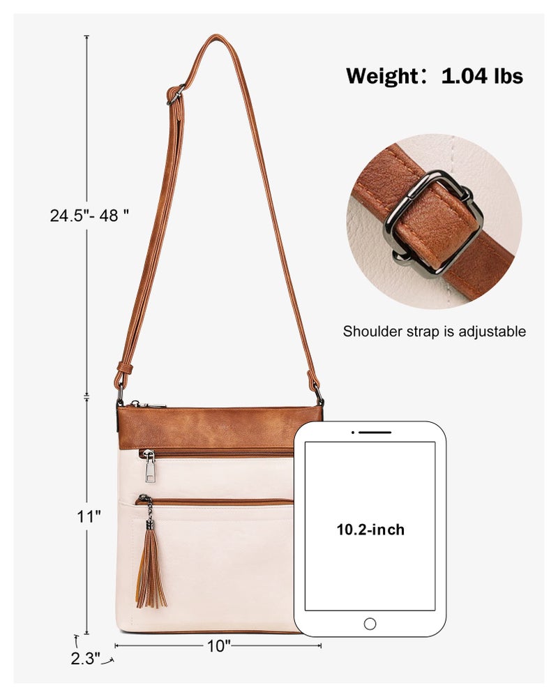 MASINTOR Crossbody Purses for Women, Multi Pocket Casual Crossbody Bag, Soft Leather Adjustable Strap Shoulder Bag with Tassel - Image 4