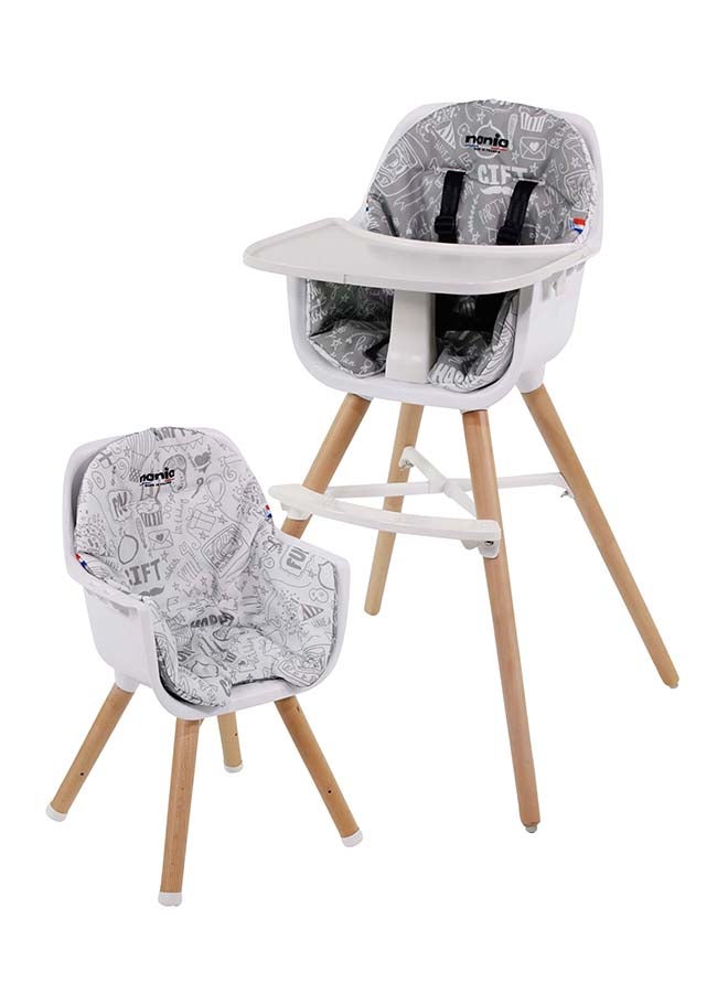 Nania 2 In 1 Paulette Highchair With Reversible Cushion - Typo - Image 1