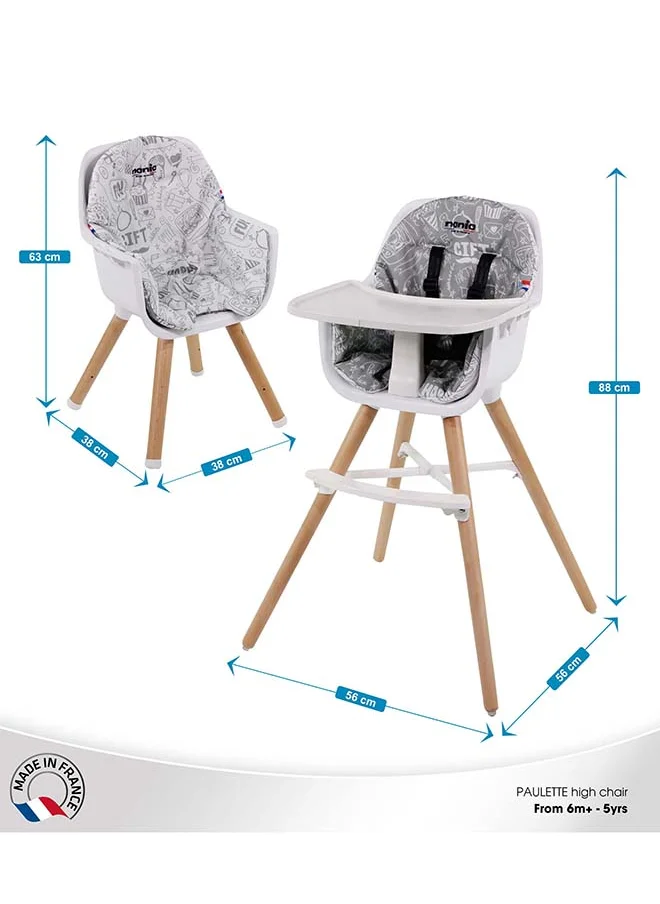 نانيا 2 In 1 Paulette Highchair With Reversible Cushion - Typo