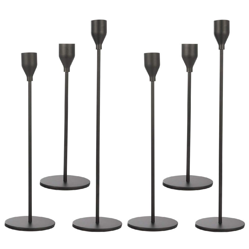 Anndason Set of 6 Black Taper Candle Holders Decorative Candlestick Holder for Home Decor Wedding Dinning Party Anniversary Black