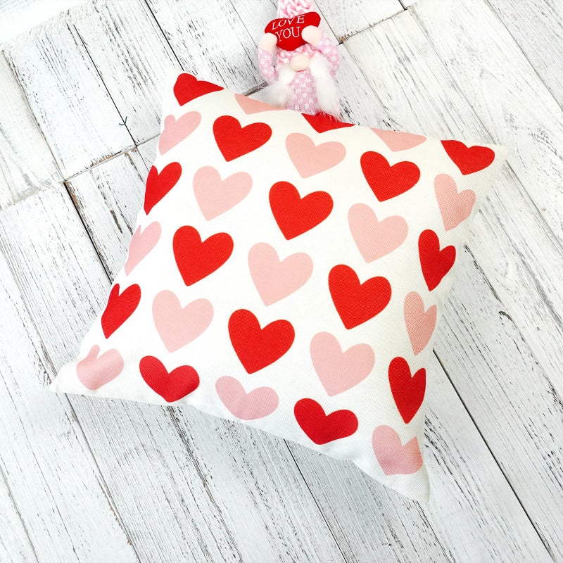 ONWAY Valentine's Day Pillow Cover 20x20 Red Pink Heart Decoration Valentine Lumbar Throw Cushion Case for Bedroom Sofa Couch Home Decor - Image 4
