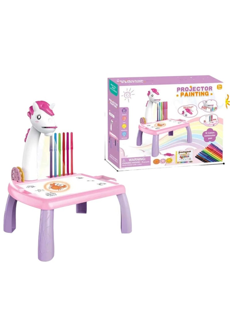 Rally Projector Painting Educational Learning Drawing Art Attractive And Durable Smart Toy Kit Desk With 12 Colour Markers - Image 1