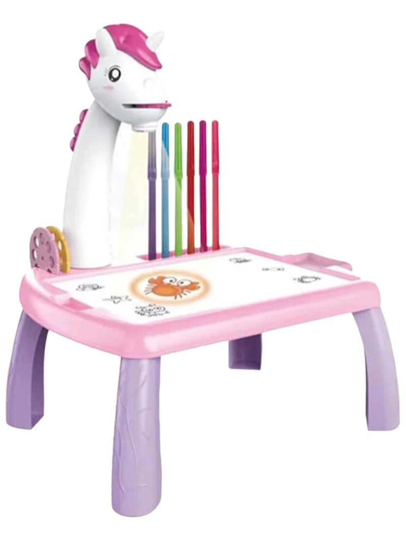 Rally Projector Painting Educational Learning Drawing Art Attractive And Durable Smart Toy Kit Desk With 12 Colour Markers - Image 2