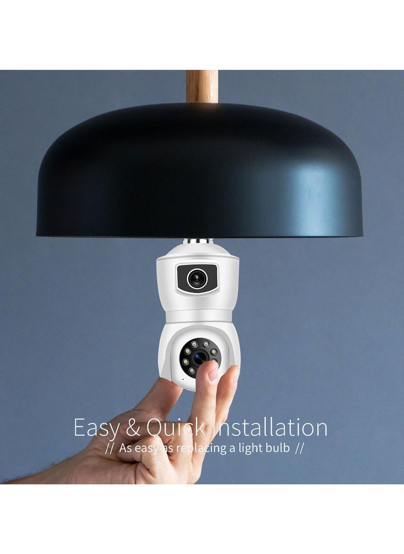 SYOSI - Camera FHD 1080P Light Bulb Security Camera Dual Lens 360° Wi-Fi Home Security Cameras Wireless Outdoor Indoor Color Night Vision Motion Detection Auto Tracking Audible Alarm Easy Installation - Image 1